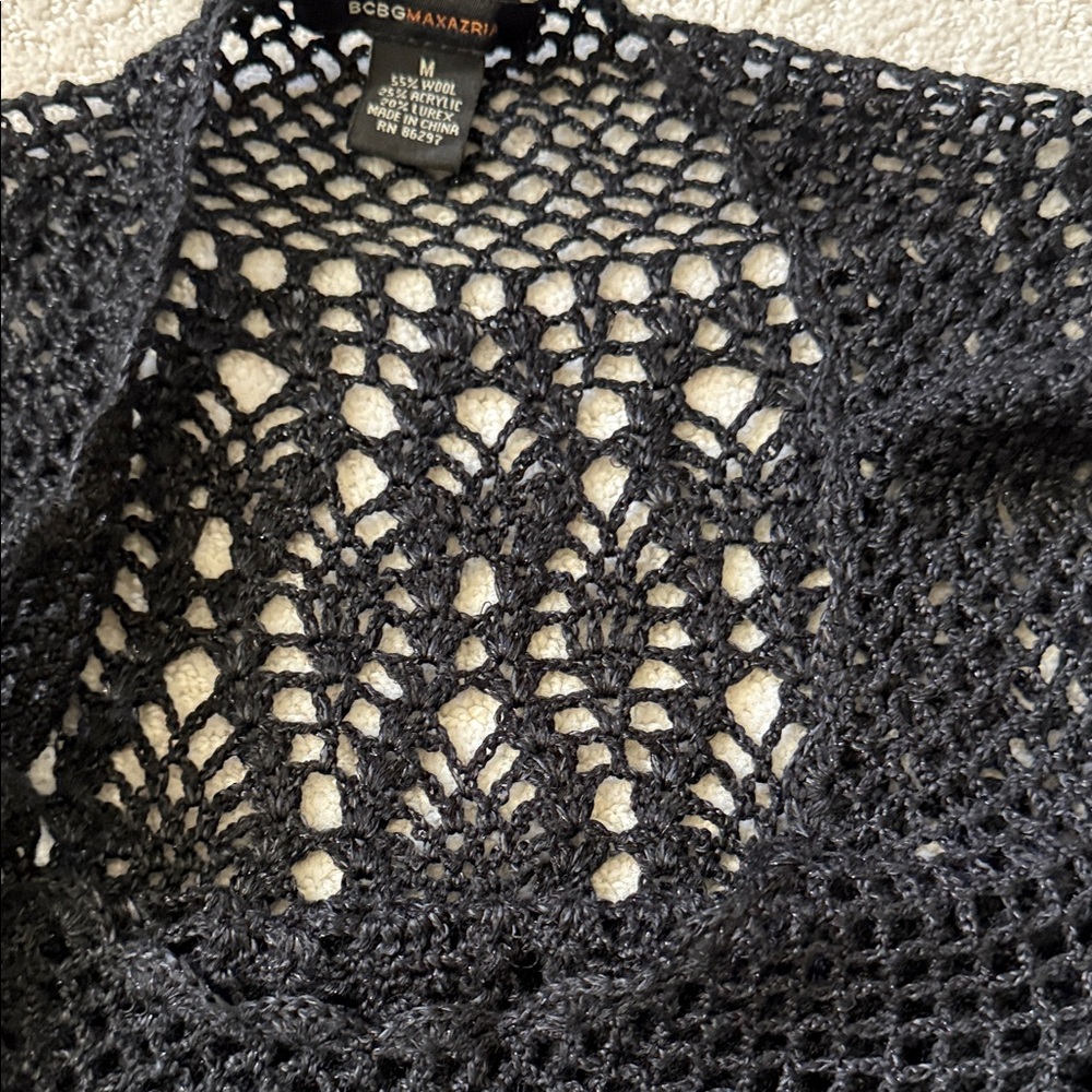 Black Knit Cropped Sweater, Size M - Picture 3 of 5